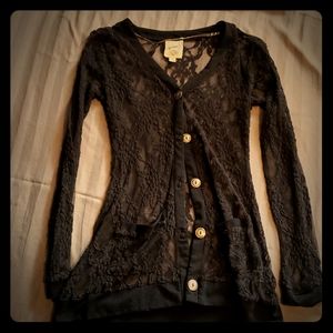 Black sheer lace cardigan